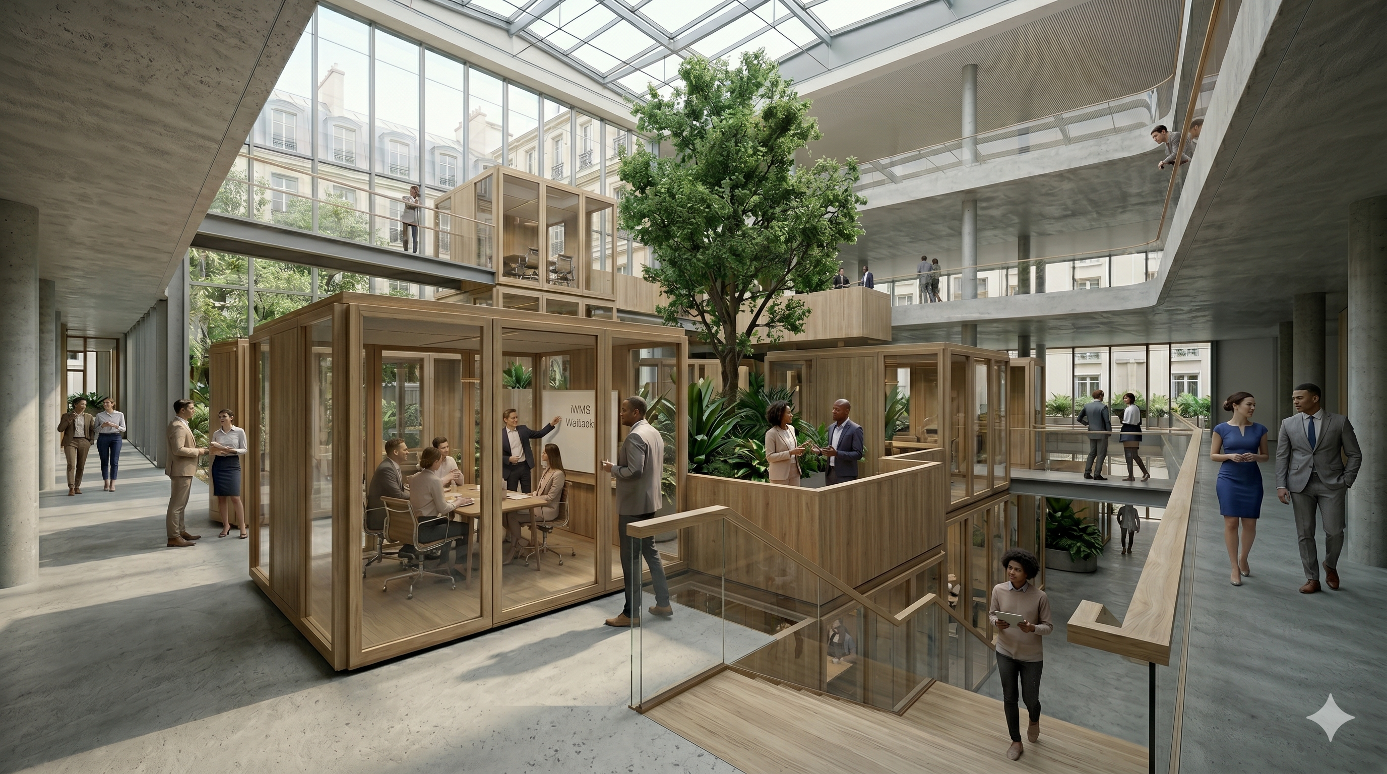 Espace de travail collaboratif lumineux